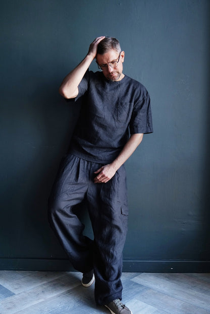 Harem linen pants for men, Lounge pants, Linen trousers, Mans organic pants, Natural flax trousers, Spring Summer trousers