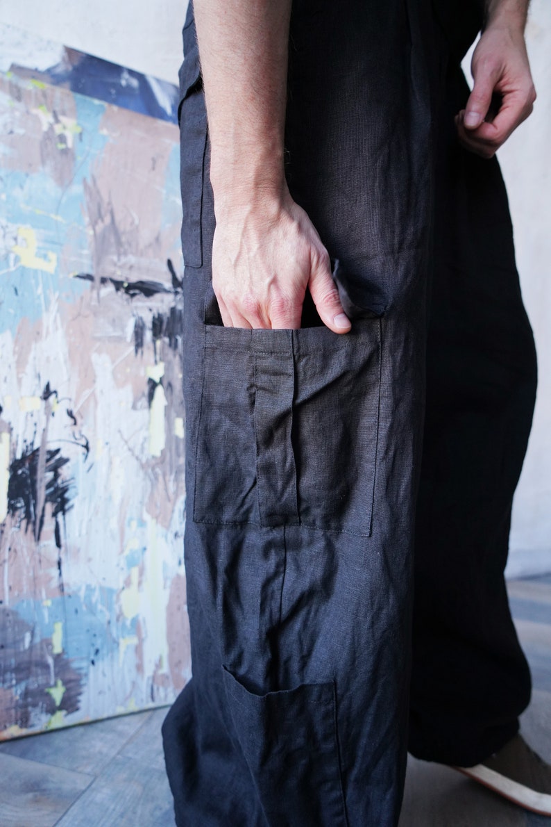 Harem linen pants for men, Lounge pants, Linen trousers, Mans organic pants, Natural flax trousers, Spring Summer trousers