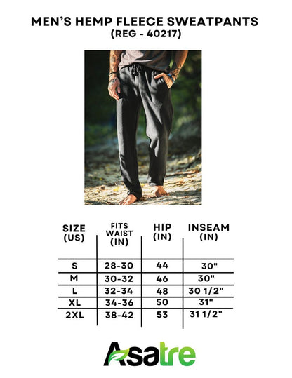 Mens Sweatpants • Hemp Pants • Hemp and Organic Cotton Fleece Sweatpants • Regular Hemp Sweatpants Asatre Hemp Clothing
