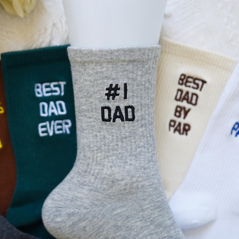 Custom Embroidered Dad Socks, Cotton Blend, Father's Day Gift