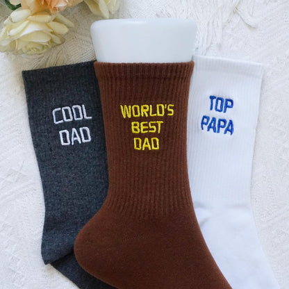 Custom Embroidered Dad Socks, Cotton Blend, Father's Day Gift