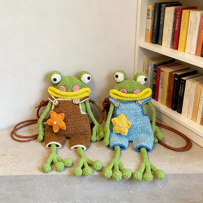 Crochet Frog Crossbody Bag, Handmade Frog Shoulder Purse, Cute Frog Bag for Women & Girls, Frog Plush Bag, Unique Gift