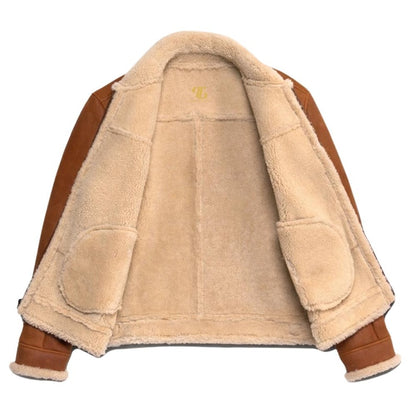 Brown Faux Fur Leather Jacket – Winter Biker Style